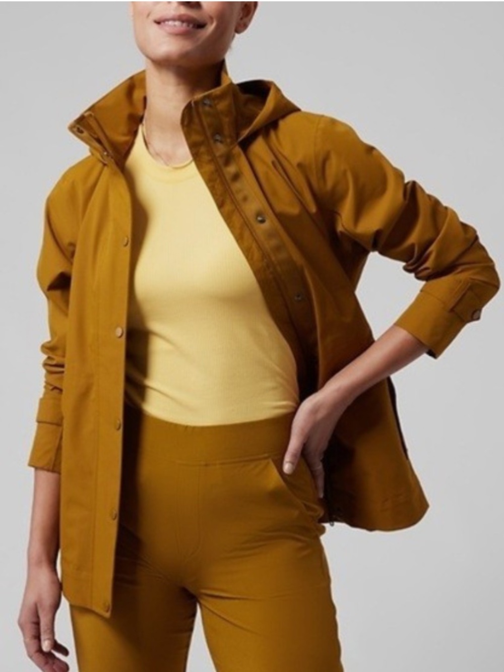 Athleta RainOut Sutro Funnel Neck Hooded Trench Jacket Medium